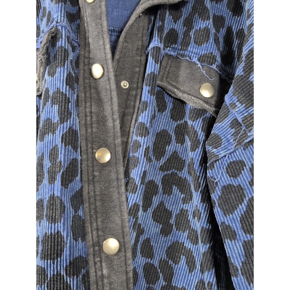 WHITE BIRCH ANIMAL PRINT Blue & Black CHEETAH corduroy jacket SHIRT  SHACKET XL - Picture 6 of 11